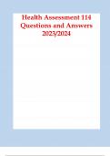 Health Assessment 114 Questions and Answers 2023 2024 A GRADE.p