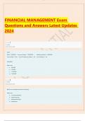 FINANCIAL MANAGEMENT Exam  Questions and Answers Latest Updates  2024
