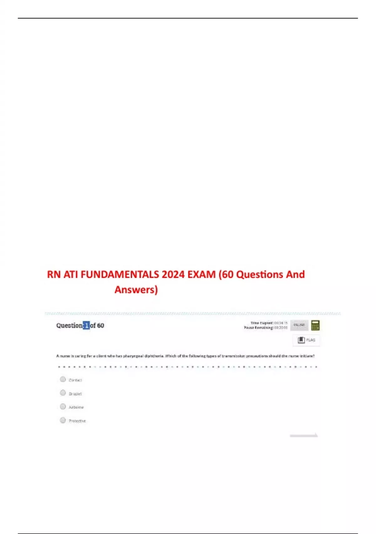 RN ATI FUNDAMENTALS 2024 EXAM (60 Questions And Answers) - Advance ...
