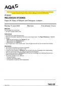 2023 AQA A-level RELIGIOUS STUDIES 7062&sol;2E Paper 2E Study of Religion and Dialogues&colon; Judaism Question Paper & Mark scheme &lpar;Merged&rpar; June 2023 &lbrack;VERIFIED&rsqb;