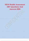 HESI Health Assessment 100+ Questions And Answers 2024 HESI Health Assessment 100+ Questions And Answers 2024