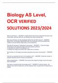 UPDATED Biology AS Level, OCR EXAM STUDYPACK WITH VERIFIED SOLUTIONS 2023/2024
