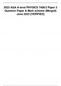  AQA A-level PHYSICS 7408/2 Paper 2 Question Paper & Mark scheme (Merged) June 2023 [VERIFIED]
