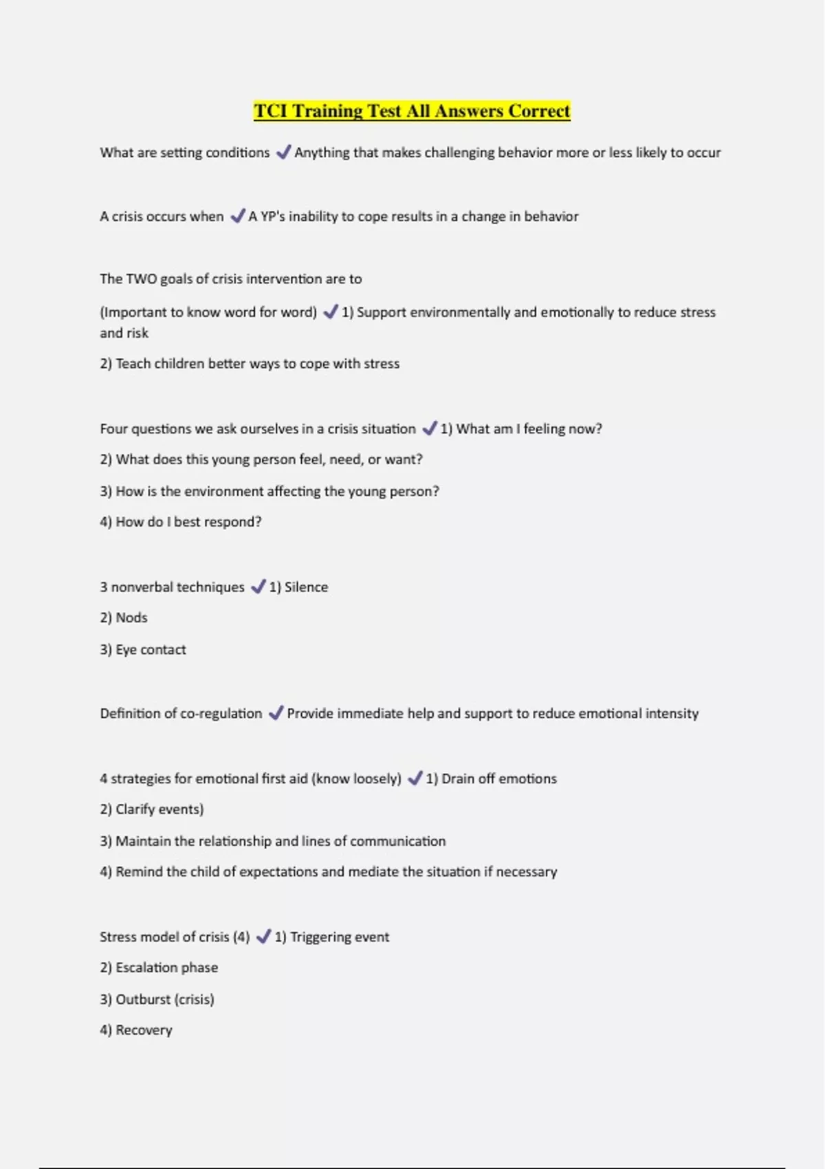 Training Document Stock Image TCI Training Test All Answers Correct - TCI Training - Stuvia US