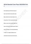 NCAA Baseball Case Plays 2023&sol;2024 Part 1 QUESTIONS &  answers 2024 &lpar; A&plus; GRADED 100&percnt; VERIFIED&rpar;