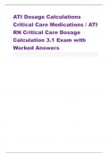 ATI Dosage Calculations Critical Care Medications &sol; ATI RN Critical Care Dosage Calculation 3&period;1 Exam with Worked Answers                          A nurse is preparing to administer esmolol 45 mcg&sol;kg&sol;min by continuous IV infusion for a client who weighs 59