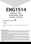 ENG1514 Assignment 1 (ANSWERS) 2024 (714484)- DISTINCTION GUARANTEED