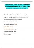 APEA 3P EXAM PREP4 HEALTH PROMOTION 2024 UPDATED AND VERIFIED QUESTIONS AND ANSWERS WITH GUARANTEED A&plus;