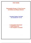 Test Bank for Renewable Energy, A First Course, 3rd Edition Ehrlich (All Chapters included)