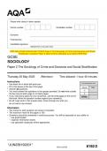 2023 AQA GCSE SOCIOLOGY 8192/2 Paper 2 The Sociology of Crime and Deviance and Social Stratification Question Paper & Mark scheme (Merged) June 2023 [VERIFIED]