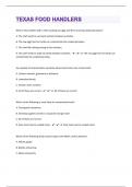 Texas Food Handlers Final Questions With Correct Answers&vert; download to pass&vert;2024