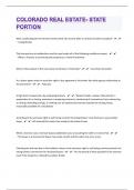 Colorado Real Estate- State Portion 51 Final Questions With Correct Answers&vert; download to pass&vert;2024