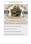 Risk Management Alpha Phi Alpha Study Guide Review Test Questions with Verified Solutions Updated 2024-2025.