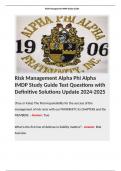 Risk Management Alpha Phi Alpha IMDP Study Guide Test Questions with Definitive Solutions Update 2024-2025