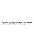 WGU D307 Educational Psychology Exam Questions and Answers 2024/2025 (New Solutions).