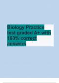 Biology Practice test graded A&plus; with 100&percnt; correct answers