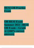 HESI OB Practice Exam OB HESI Exam Summer 2021 | HESI OB Exam – Grade A+[100% correct answers]