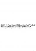 OSHA 10 Final Exam /102 Questions And Verified Answers [2024/2025 Graded A+] UPDATED.