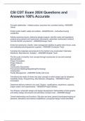 CSI CDT Exam 2024 Questions and Answers 100&percnt; Accurate