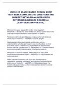 NURS 611 EXAM 2 PATHO ACTUAL EXAM TEST BANK COMPLETE 200 QUESTIONS AND CORRECT DETAILED ANSWERS WITH RATIONALES|ALREADY GRADED A+ (MARYVILLE UNIVERSITY)