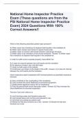 National Home Inspector Practice Exam (These questions are from the PSI National Home Inspector Practice Exam) 2024 Questions With 100% Correct Answers!!