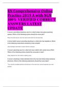 BEST REVIEW RN Comprehensive Online Practice 2019 A with NGN 100&percnt; VERIFIED CORRECT  ANSWERS LATEST UPDATE