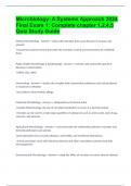 Microbiology: A Systems Approach 2024 Final Exam 1: Complete chapter 1,2,4,5 Quiz Study Guide