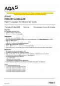 2023 AQA A-level ENGLISH LANGUAGE 7702/1 Paper 1 Language, the individual and society  Question Paper & Mark scheme (Merged) June 2023 [VERIFIED] A-level ENGLISH LANGUAGE