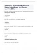 Geography A Level Edexcel Human Rights Latest Exam And Correct Answers 2024.