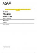 2023 AQA A-level SPANISH 7692/3T/3V Paper 3 Speaking Mark scheme June 2023  [VERIFIED]