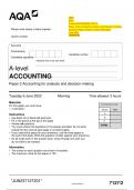 AQA 2023 A-level ACCOUNTING 7127/2 Paper 2 Accounting for analysis and decision-making Question Paper & Mark scheme (Merged) June 2023 [VERIFIED]
