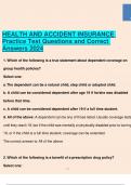 HEALTH AND ACCIDENT INSURANCE  Practice Test Questions and Correct  Answers 2024