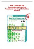 THE Test Bank for Contemporary Practical Vocational Nursing 9th Edition Kurzen