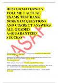 HESI OB MATERNITY  VOLUME 1 ACTUAL  EXAMS TEST BANK 2024|EXAM QUESTIONS  AND CORRECT ANSWERS  ALL GRADED  A+|GUARANTEED  SUCCESS