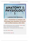 Lab 1 - Introduction to Anatomy and Physiology Exam Questions (94 terms) with Certified Solutions 2024-2025.