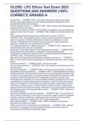 OLERE- LPC Ethics Test Exam 2023  QUESTIONS AND ANSWERS &lpar;100&percnt;  CORRECT&rpar; GRADED A