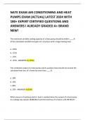 NATE EXAM AIR CONDITIONING AND HEAT PUMPS EXAM (ACTUAL) LATEST 2024 WITH 180+ EXPERT CERTIFIED QUESTIONS AND ANSWERS I ALREADY GRADED A+ BRAND NEW! 