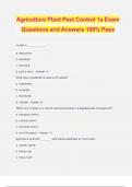 Agriculture Plant Pest Control 1a Exam Questions and Answers 100% Pass