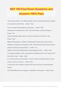 ANT 100 Final Exam Questions and Answers 100% Pass