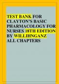Test Bank for Clayton's Basic Pharmacology for Nurses 18th Edition by Michelle J. Willihnganz. Clayton ISBN 9780323550611