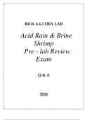 BIOL 4.4.3 DRY LAB ACID RAIN & BRINE SHRIMP PRE-LAB REVIEW EXAM Q & A 2024.