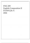 ENG 205 ENGLISH COMPOSITION II EXAM Q & A WITH RATIONALES 2024 HONDROS.
