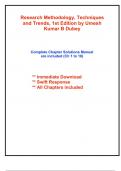 Solutions for Research Methodology, Techniques and Trends, 1st Edition Dubey (All Chapters included)