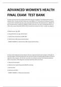 ADVANCED WOMEN'S HEALTH FINAL EXAM TEST BANK