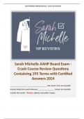 Sarah Michelle AANP Board Exam - Crash Course Review Questions Containing 295 Terms with Certified Answers 2024