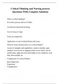 Critical Thinking and Nursing process Questions With Complete Solutions