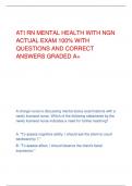 ATI RN MENTAL HEALTH WITH NGN  ACTUAL EXAM 100% WITH  QUESTIONS AND CORRECT  ANSWERS GRADED A+