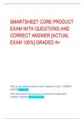 SMARTSHEET CORE PRODUCT  EXAM WITH QUESTIONS AND  CORRECT ANSWER [ACTUAL  EXAM 100%] GRADED A+