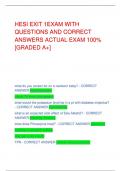 HESI EXIT 1EXAM WITH  QUESTIONS AND CORRECT  ANSWERS ACTUAL EXAM 100&percnt;  &lbrack;GRADED A&plus;&rsqb;