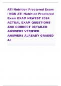 ATI Nutrition Proctored Exam &sol; NGN ATI Nutrition Proctored Exam EXAM NEWEST 2024 ACTUAL EXAM QUESTIONS AND CORRECT DETAILED ANSWERS VERIFIED ANSWERS ALREADY GRADED A&plus;